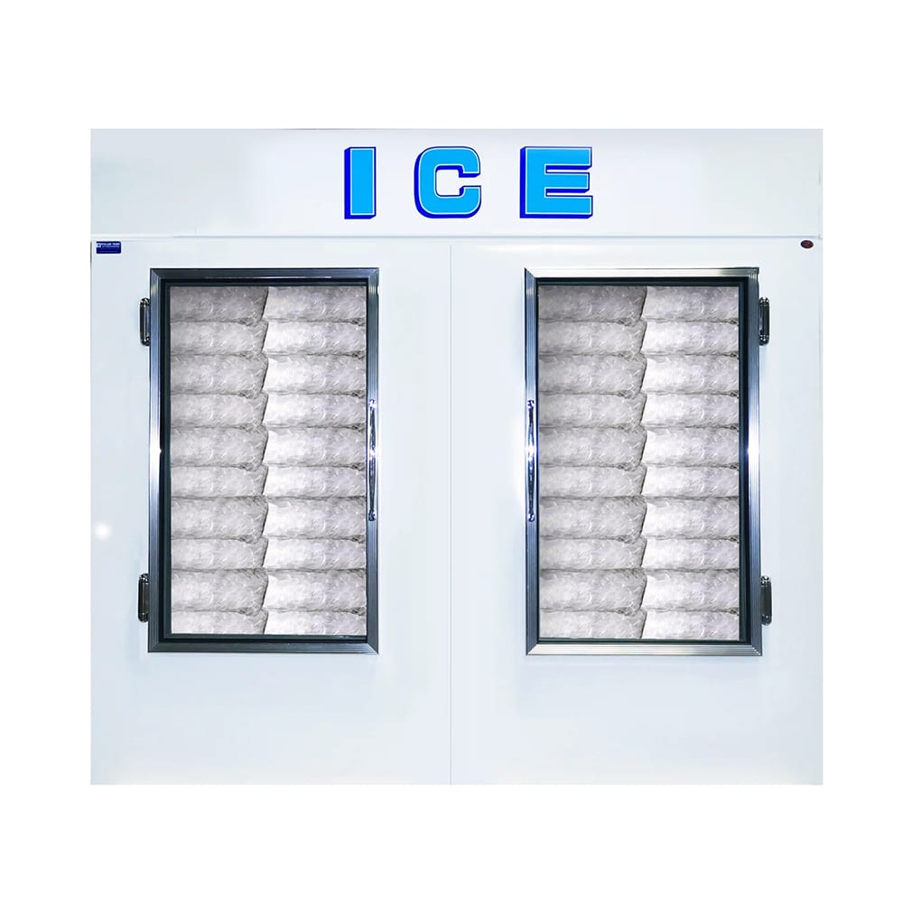 Polar Temp 650ADGP 70 1/4" Indoor Ice Merchandiser w/ (75) 20 lb Bag Capacity - Glass Doors, White, 115v