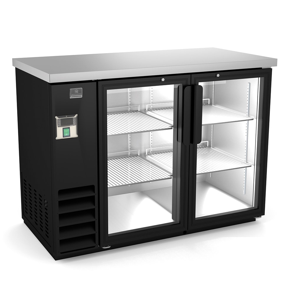 Kelvinator Commercial KCHBB48G 49" Bar Refrigerator - 2 Swinging Glass Doors, Black, 115v
