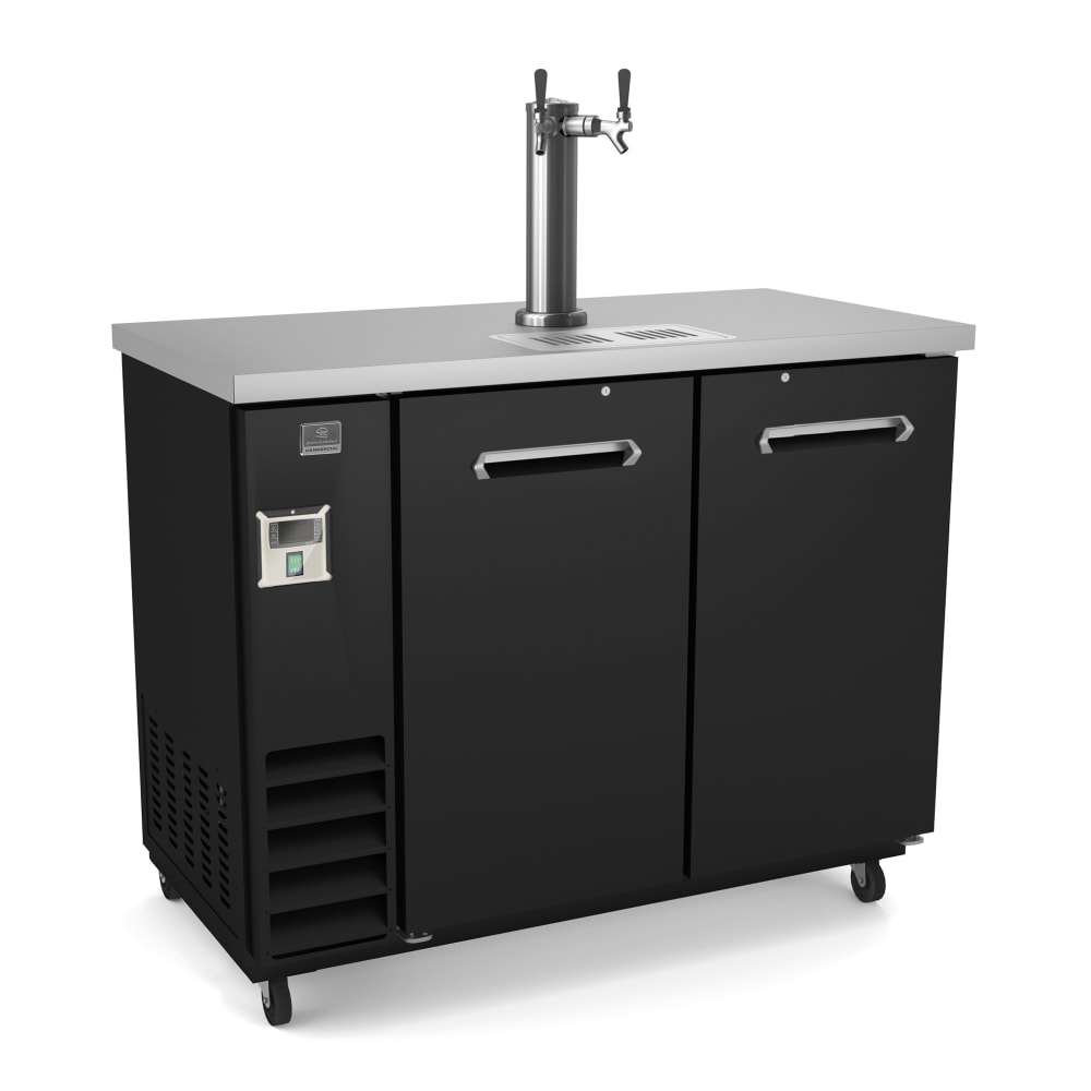 Kelvinator Commercial KCHBBD2D1T 49" Kegerator Beer Dispenser w/ (6) 1/6 Keg Capacity - (1) Column, Black, 115v