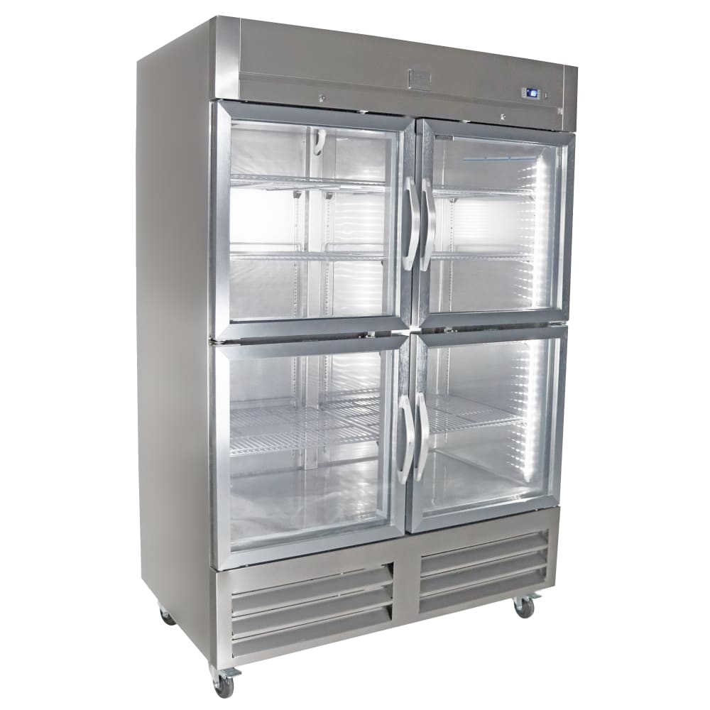 Kelvinator Commercial KCHRI54R4HGDR 54" Two Section Reach In Refrigerator, (4) Left/Right Hinge Glass Doors, 115v