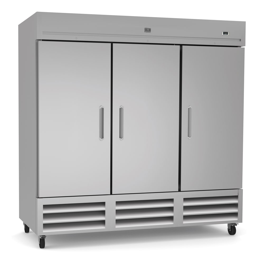 Kelvinator Commercial KCHRI81R3DR (738243) 81" Three Section Reach In Refrigerator, (3) Left/Right Hinge Solid Doors, 115v