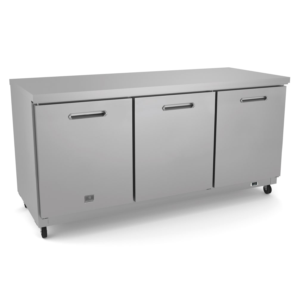 Kelvinator Commercial KCHUC72R 72" Undercounter Refrigerator w/ (3) Sections & (3) Doors, 115v