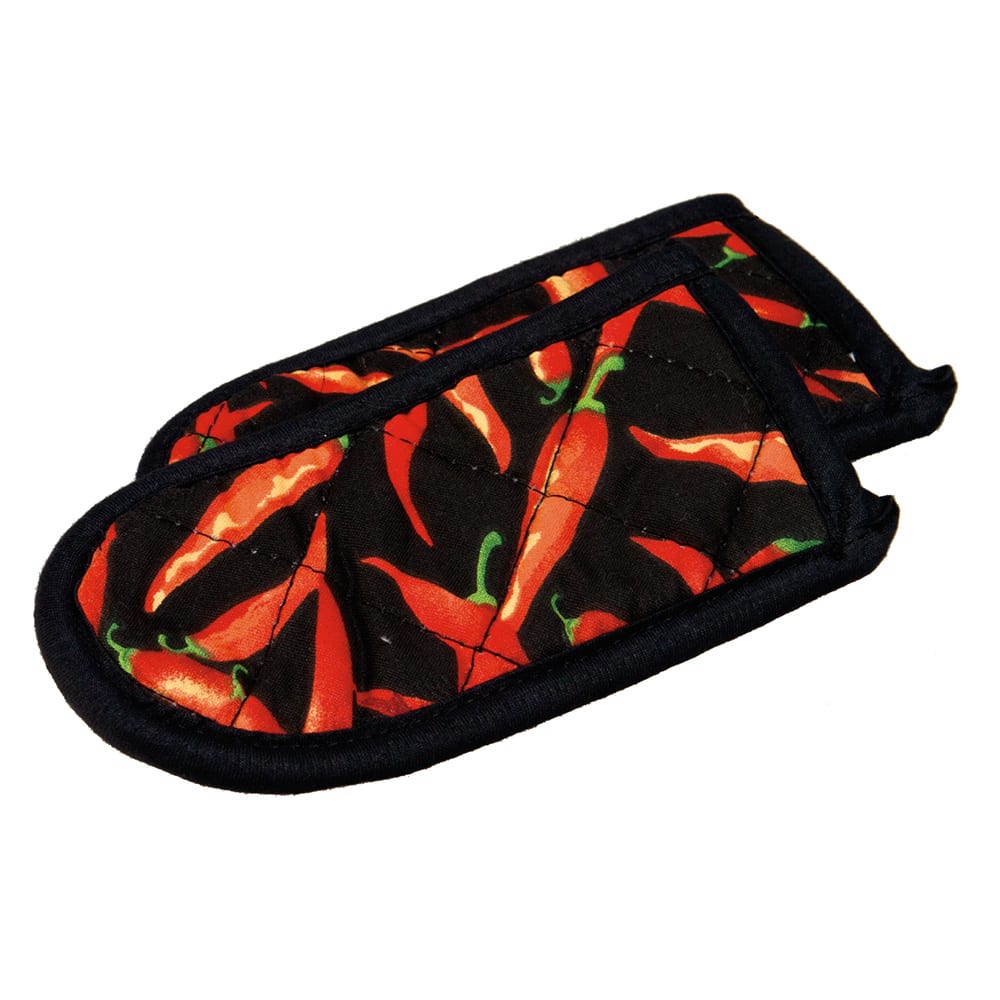 Lodge Hot Handle Mitt Set w/ Chili Pepper Print on Black (2HHC2)