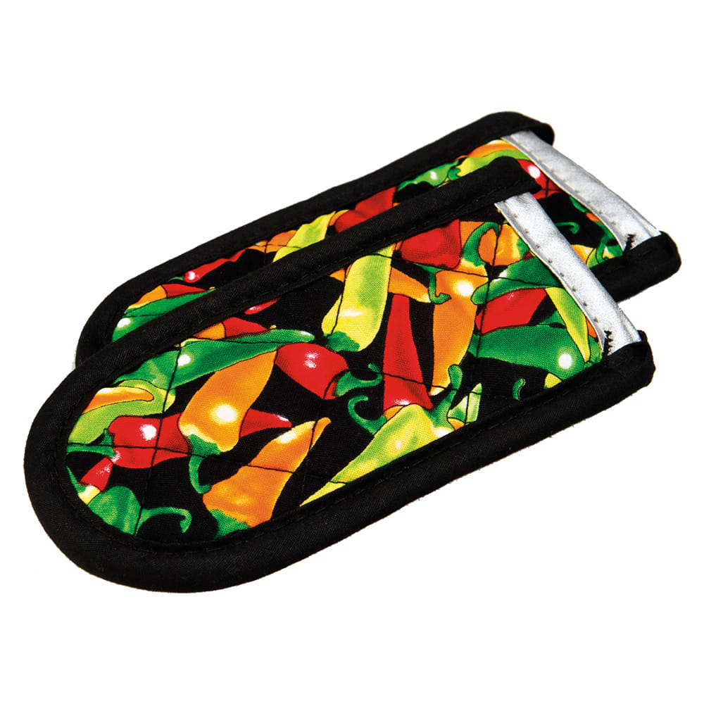 Lodge Hot Handle Mitt Set w/ Multi-Color Pepper Print on Black (2HHMC2)
