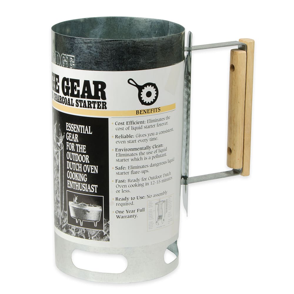 Lodge 6 1/2" Round Camp Charcoal Chimney Starter w/ Wooden Handle (A5-1)