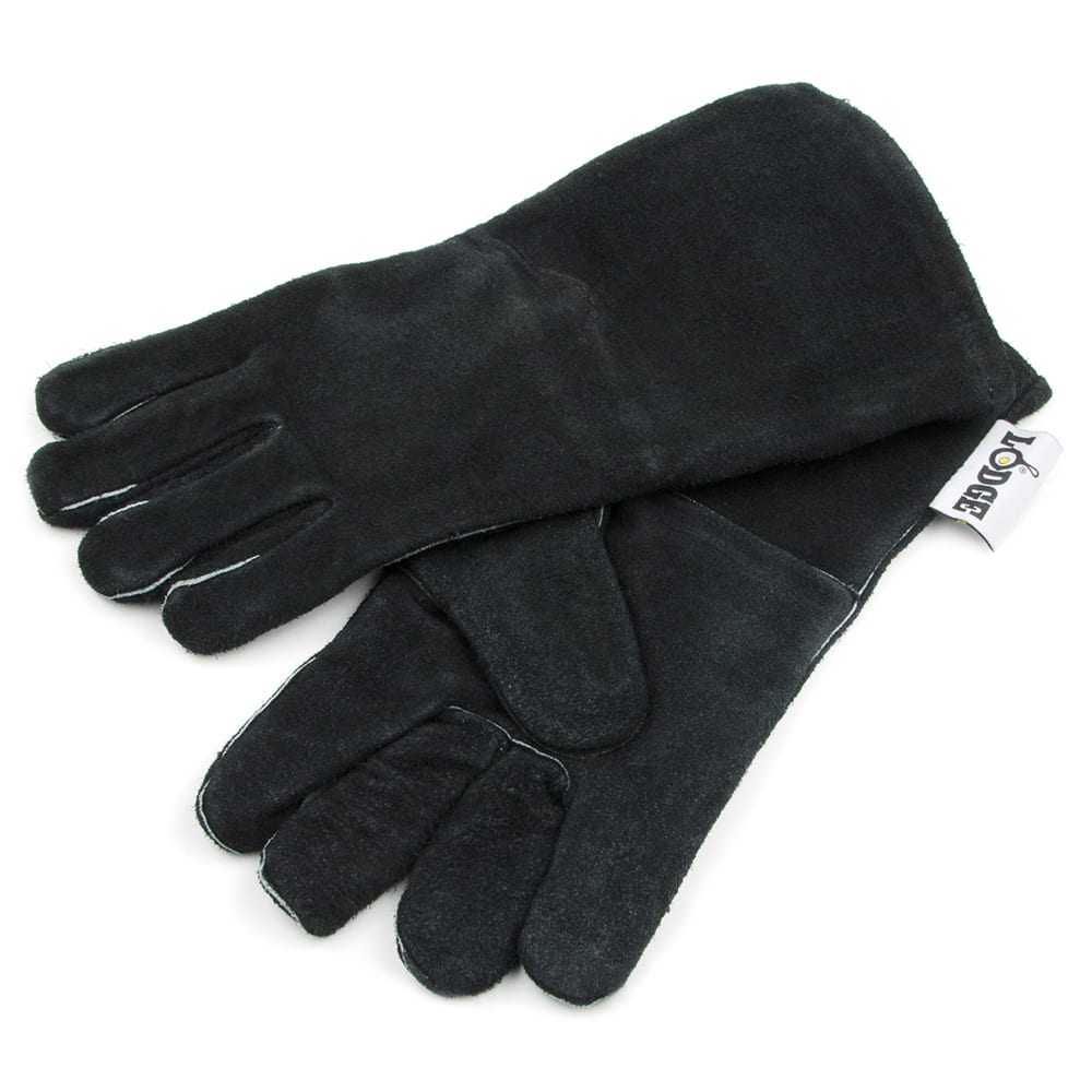 Lodge 16" Camp Gloves w/ 400 Degree Heat Protection, Black Leather (A5-2)