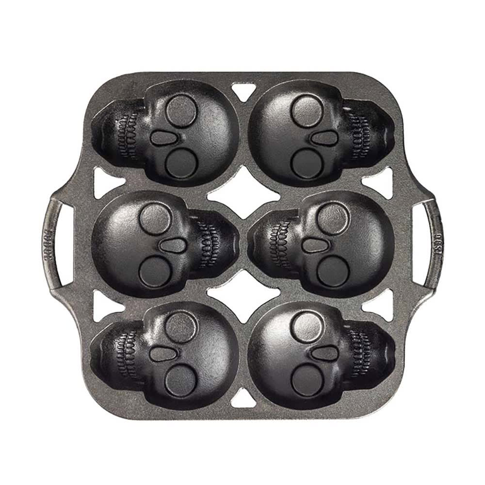 Lodge 6 Compartment Cast Iron Mini Cake Pan, Skull (BWSKULL)