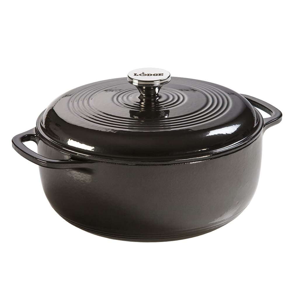 Lodge 6 qt Cast Iron Dutch Oven, Enamel, Midnight Chrome (EC6D18)