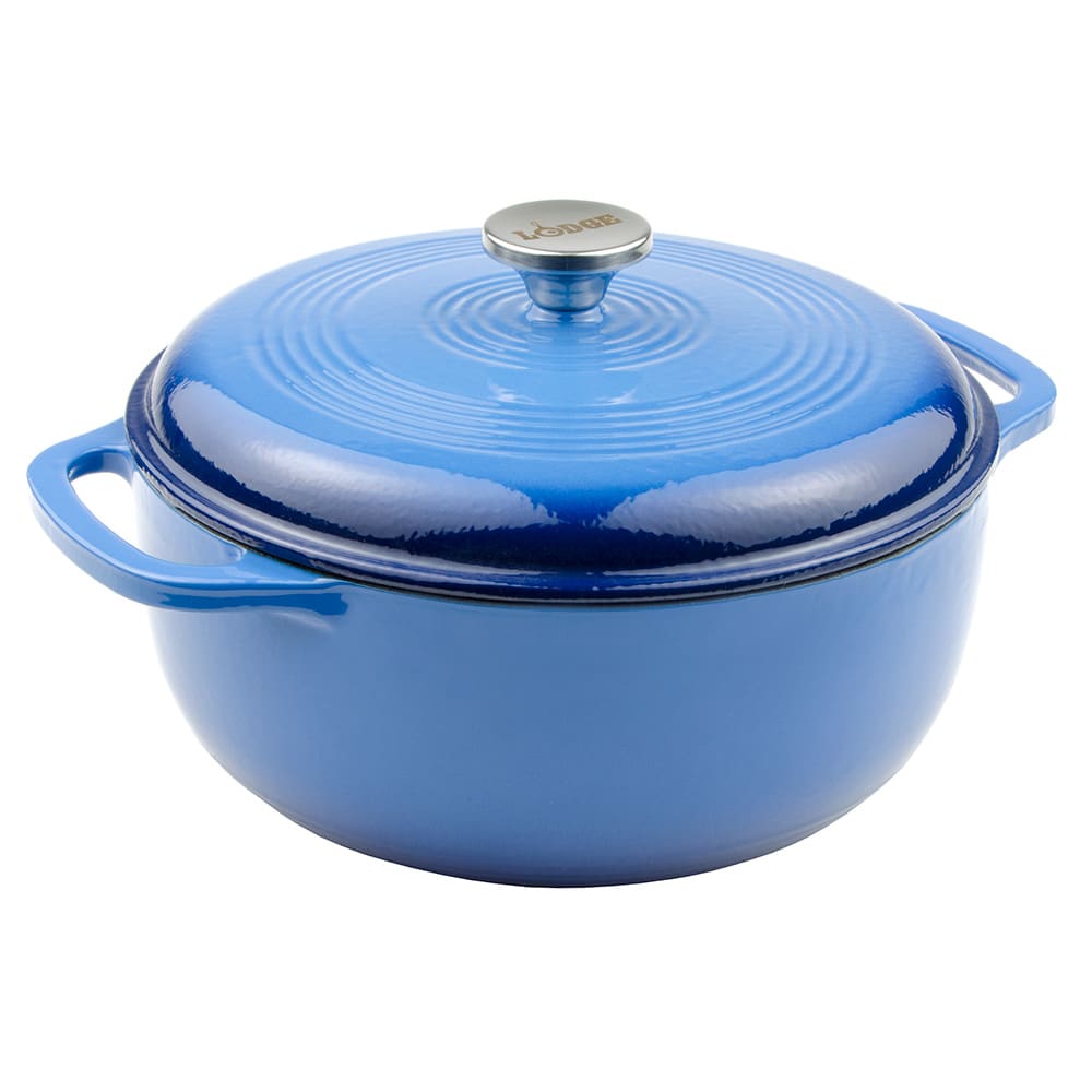 Lodge 6 qt Cast Iron Dutch Oven, Enamel, Caribbean (EC6D33)