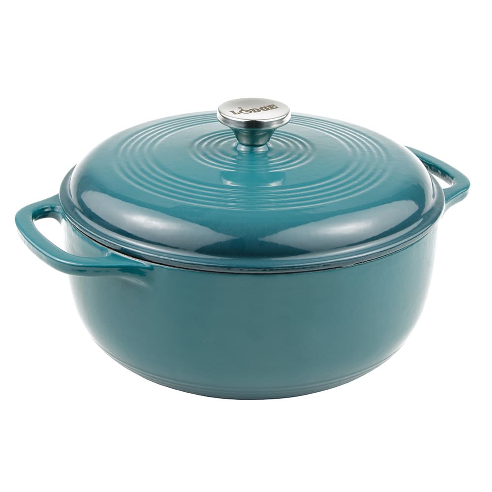 Lodge 6 qt Cast Iron Dutch Oven, Enamel, Lagoon (EC6D38)