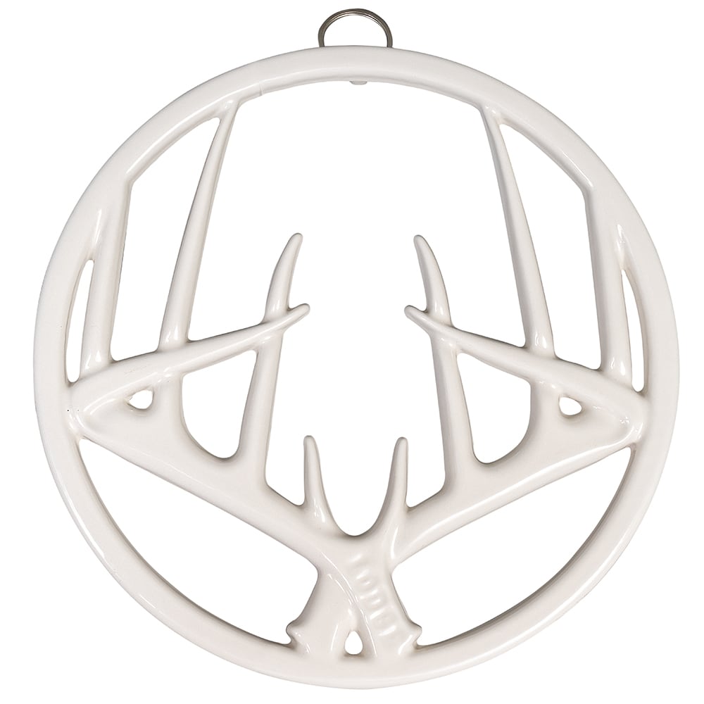 Lodge 8" Round Antler Trivet - Enameled Cast Iron, Biscotti (EC8AT08)