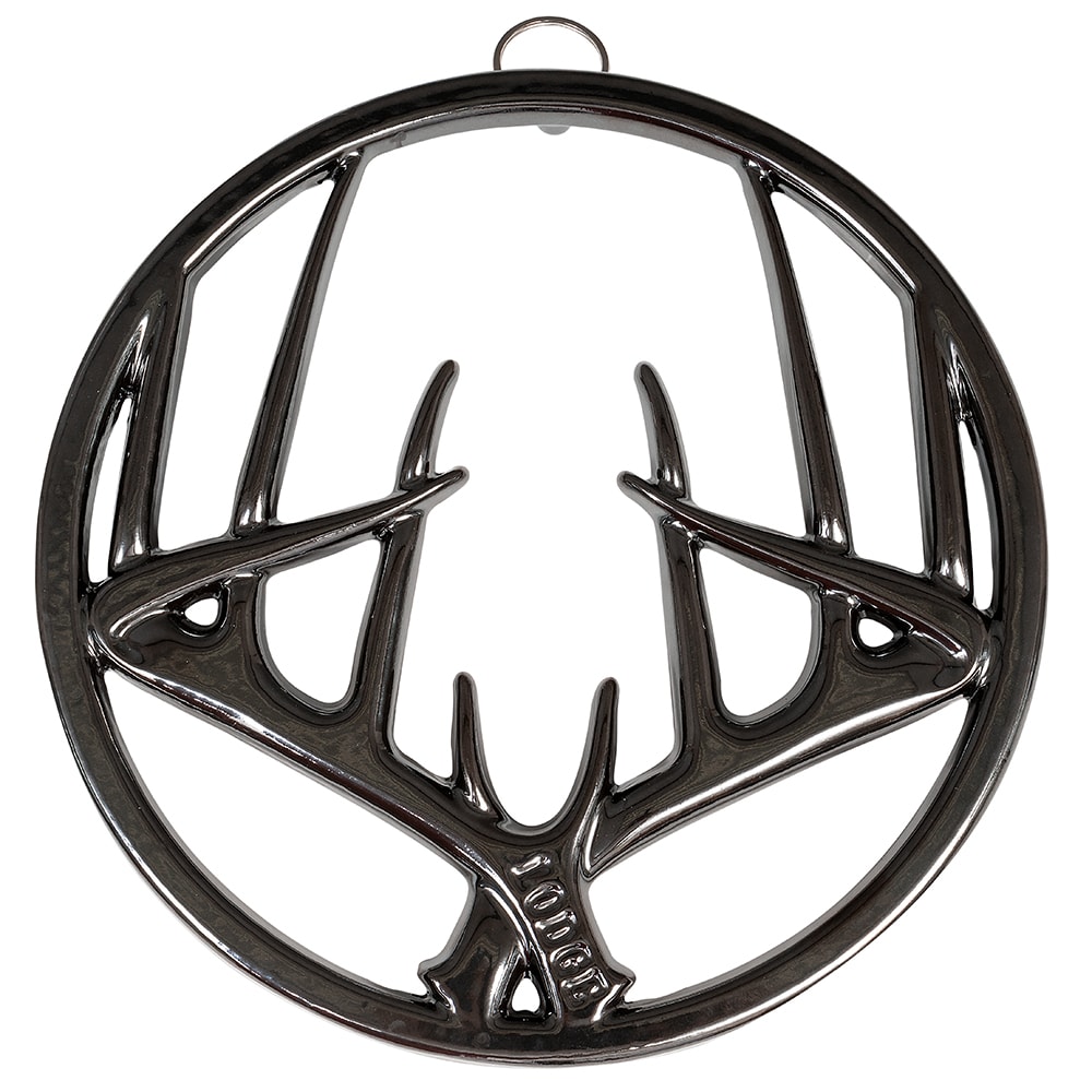 Lodge 8" Round Antler Trivet - Enameled Cast Iron, Midnight Chrome (EC8AT18)