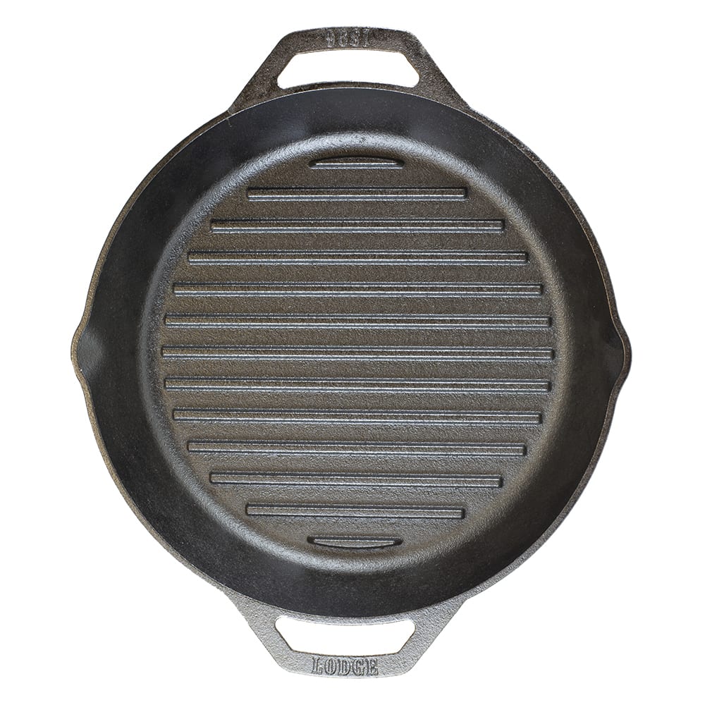 Lodge 12" Round Cast Iron Seasoned Grill Pan (L10GPL)