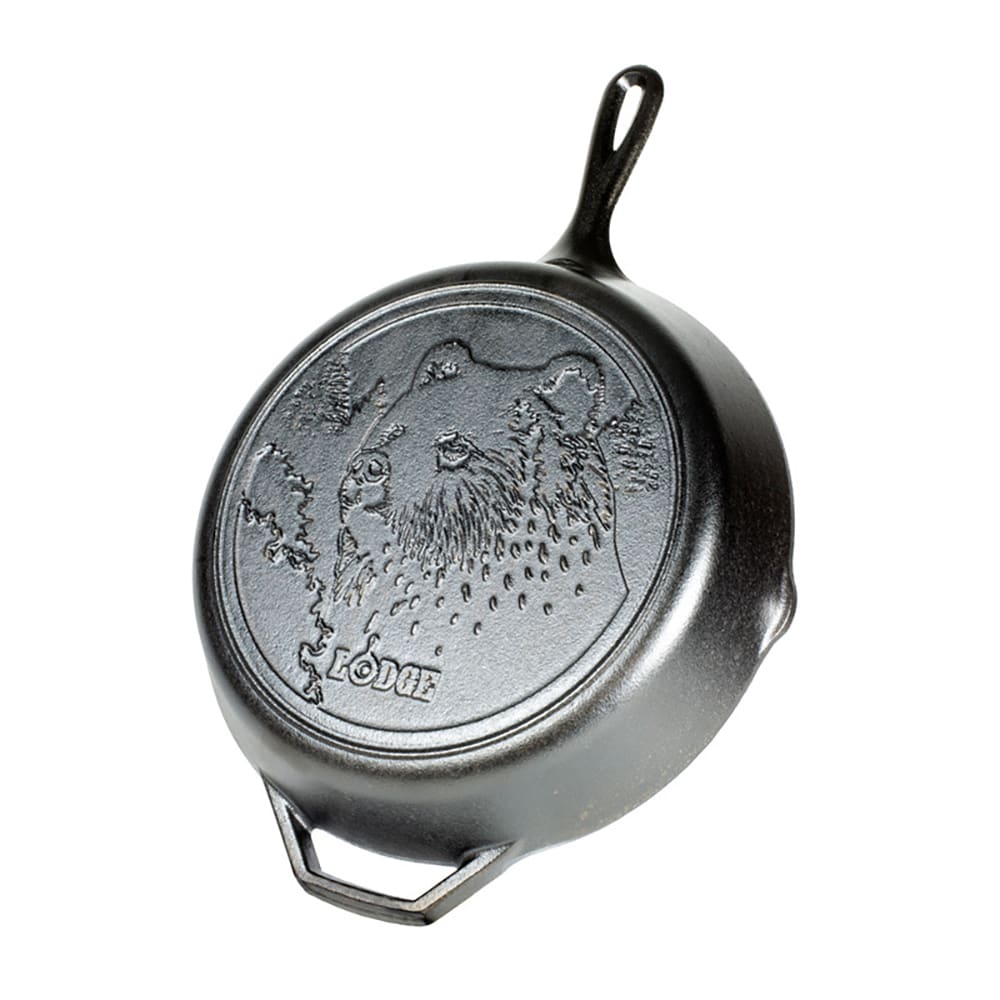 Lodge 12 9/16" Round Wildlife Series™ Cast Iron Skillet, Bear (L10SKWLBR)