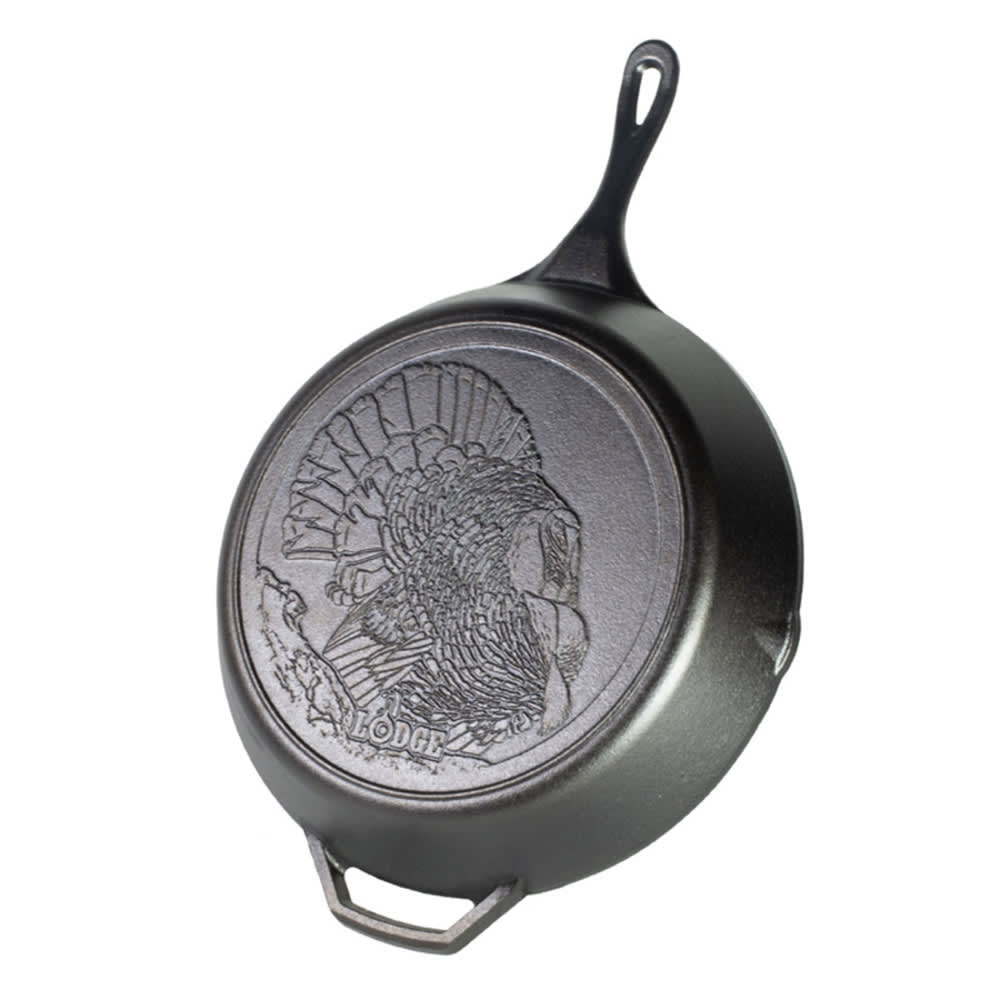 Lodge 13 4/5" Round Wildlife Series™ Cast Iron Skillet, Turkey (L12SKWLTKY)