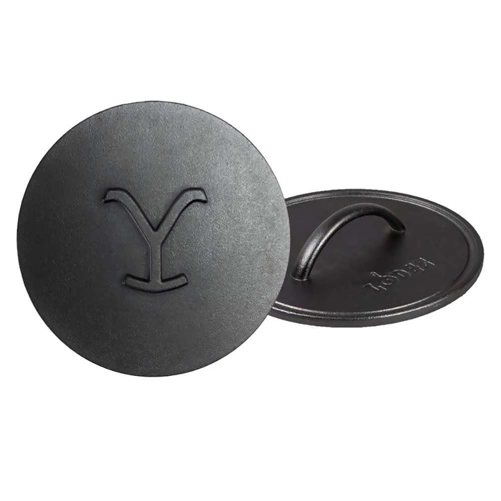 Lodge 8" Round Yellowstone Cast Iron Grill Press, Power Y (L8RFIPYW)