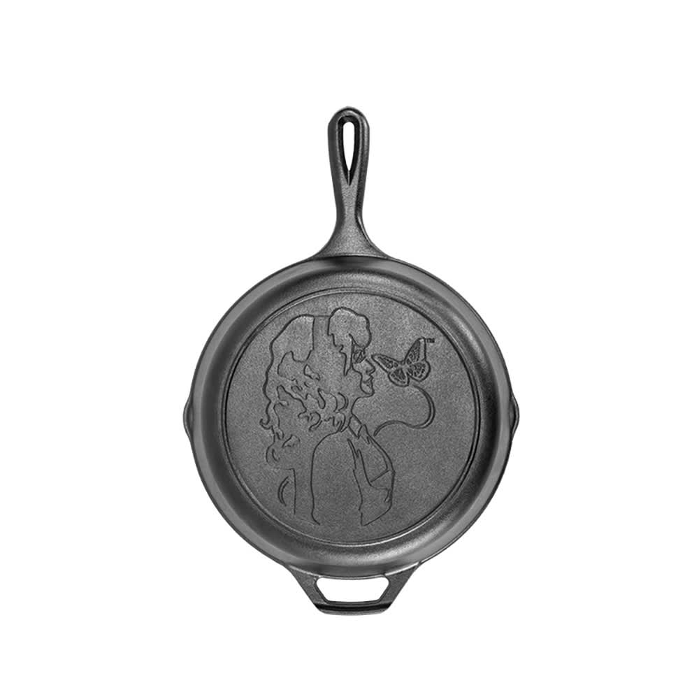Lodge 12" Round Dolly Parton Seasoned Cast Iron Skillet, Love Is Like a Butterfly (L8SKDLY)