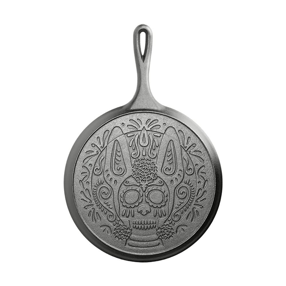 Lodge 10 5/8" Round Day of the Dead Cast Iron Griddle, Xolo Sugar Skull (L9OGXLL)