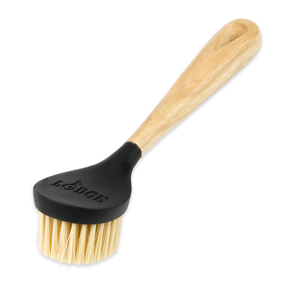 Lodge 10" Scrub Brush - Rubber Wood Handle, Stiff Nylon Bristles (SCRBRSH)