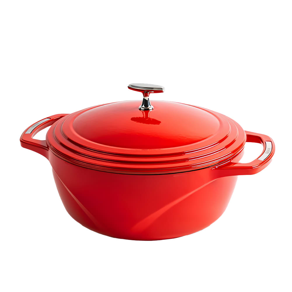 Lodge 7 1/2 qt Cast Iron Dutch Oven, Enamel, Cherry on Top (U7ID400)