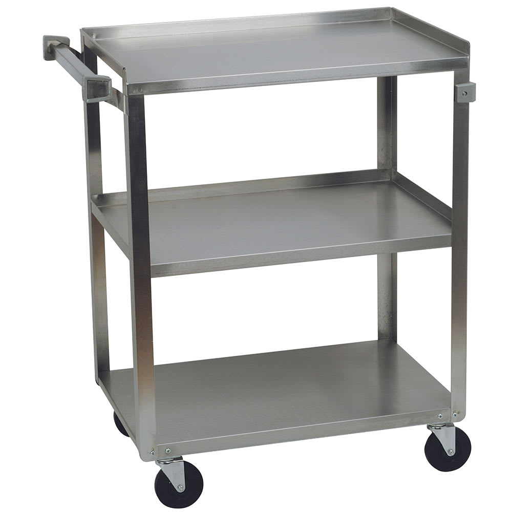 Focus 90312 3 Level Stainless Utility Cart w/ 300 lb Capacity, Raised Ledges