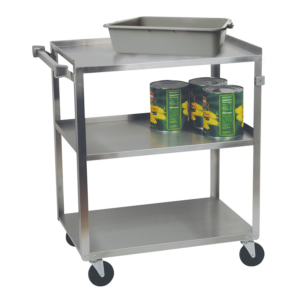 Focus 90422 3 Level Stainless Utility Cart w/ 500 lb Capacity, Raised Ledges