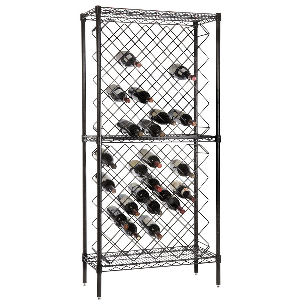 Focus FDWR82BK 63"H Display Commercial Wine Rack w/ (82) Bottle Capacity, Black Epoxy