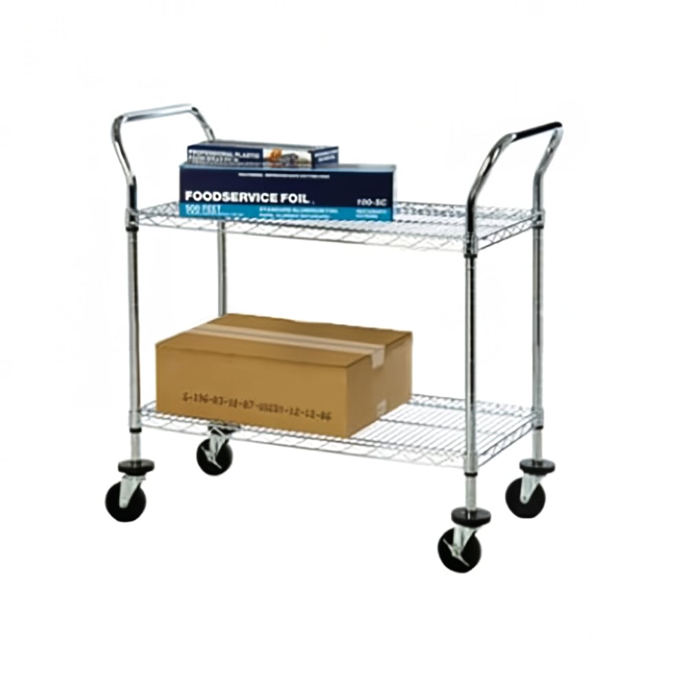 Focus FFC24362CH 2 Level Chrome Plated Utility Cart w/ Flat Ledges