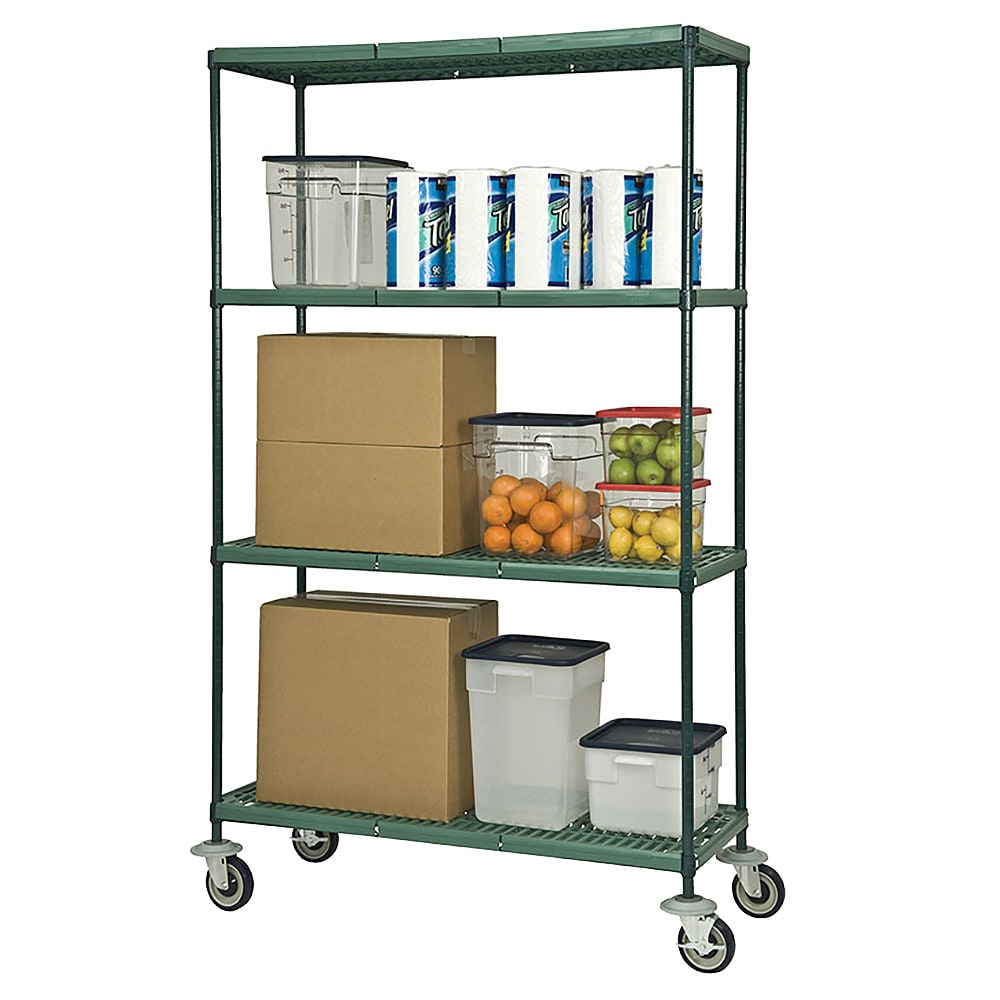Focus FMPS2436694 36" 4-Tier Epoxy Coated Wire Shelf Kit - Mobile, 24"W, 63"H