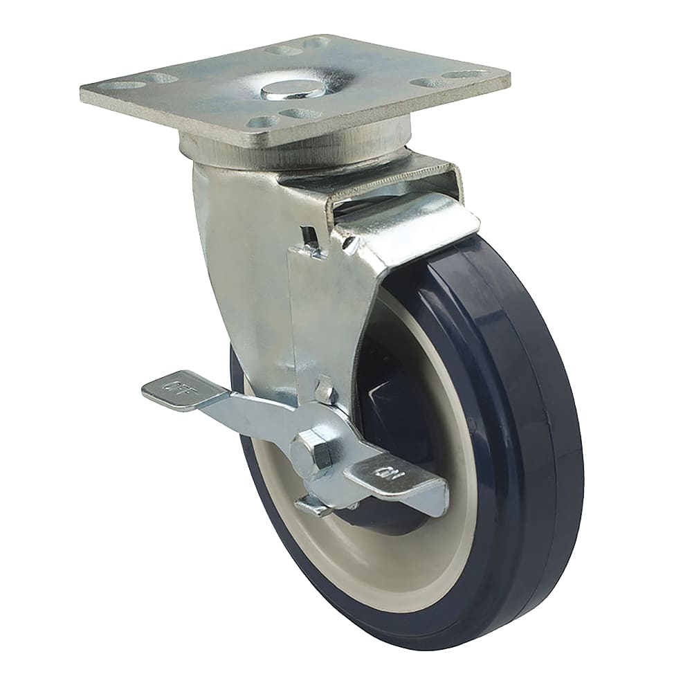 Focus FPCST355 Universal Plate Caster Set w/ Brake, 250 lb Capacity, 5" Diameter