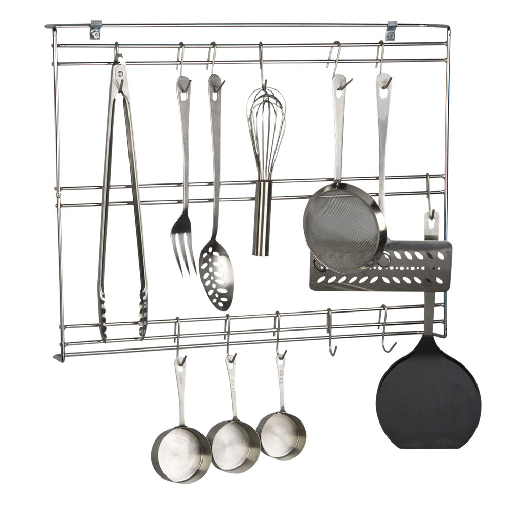 Focus FUR1824CHSS 24" Wall-Mount Utensil Rack w/ (20) Hooks, Stainless Steel