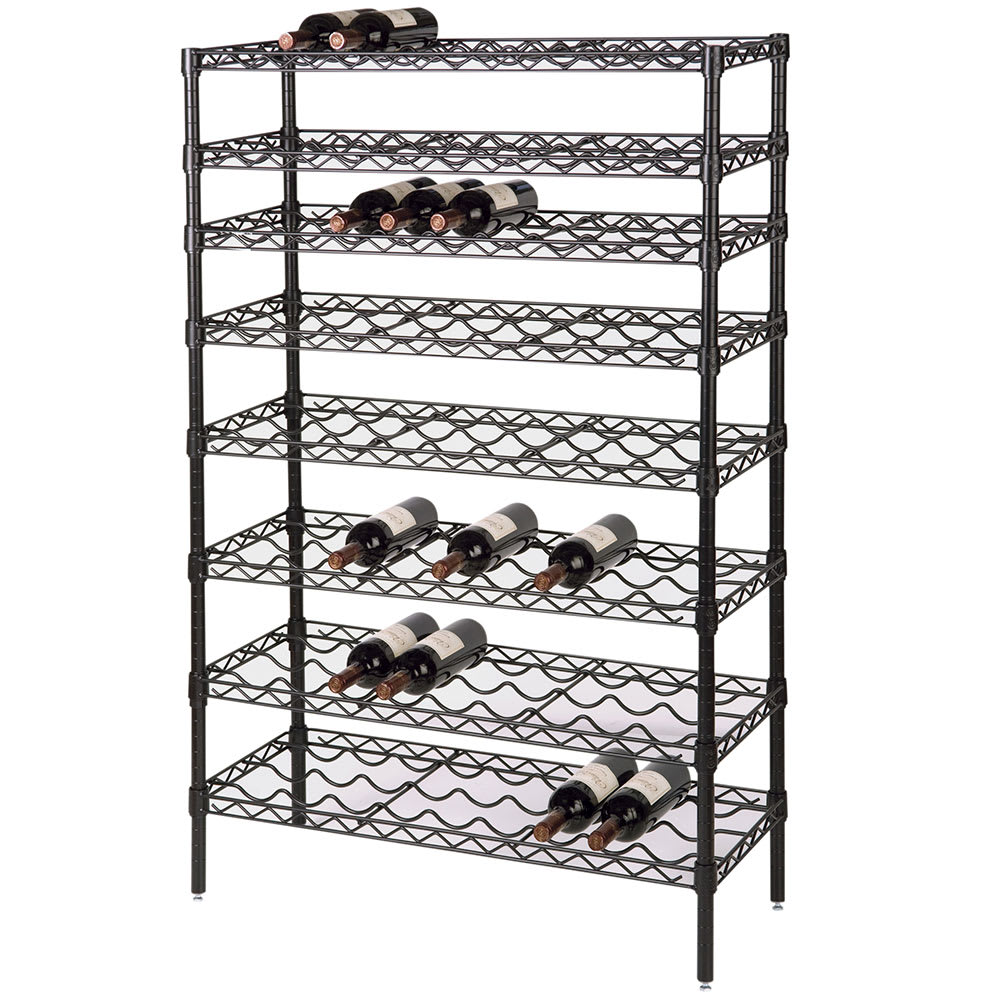 Focus FWSK3663BK 63"H Commercial Wine Rack w/ (90) Bottle Capacity, Black Epoxy