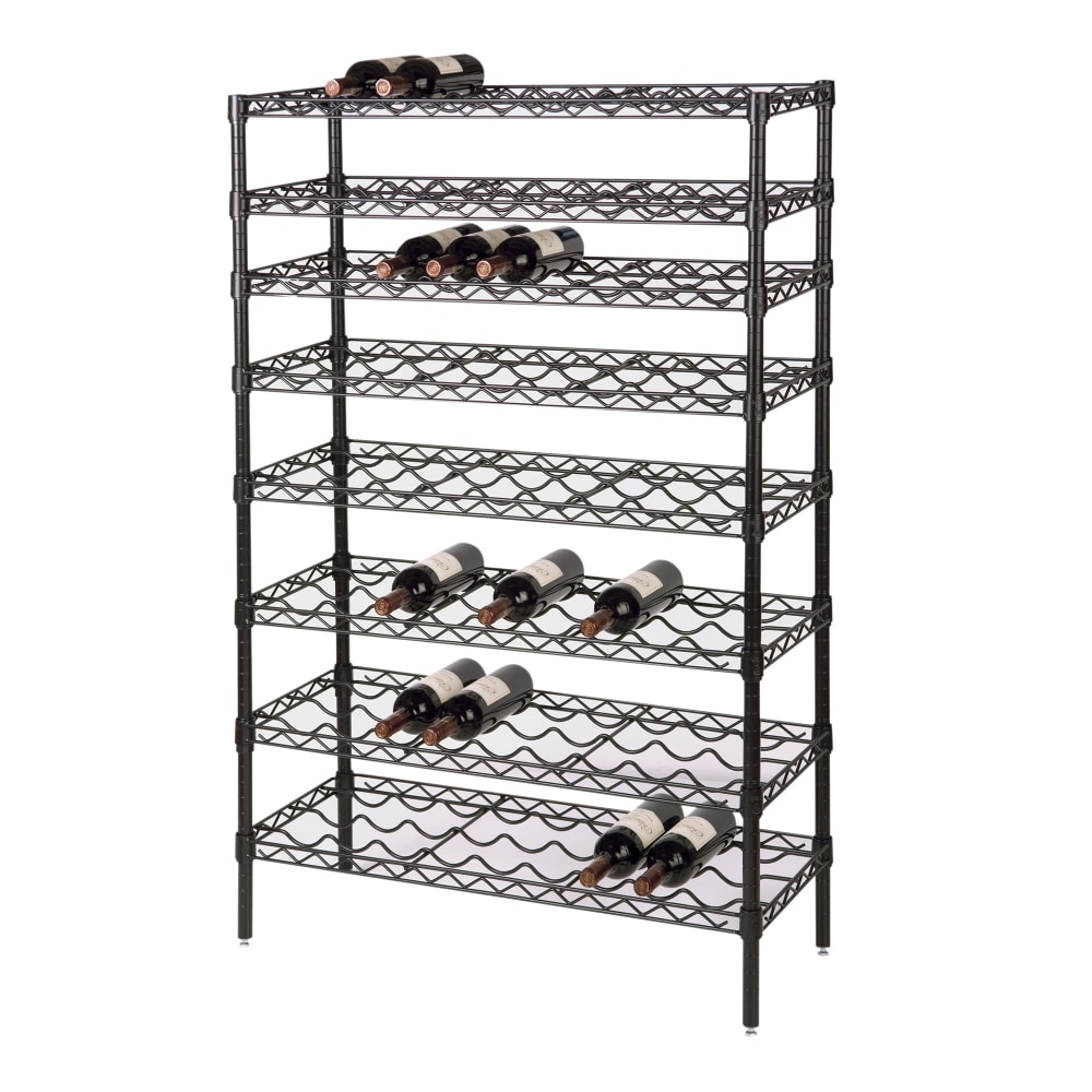 Focus FWSK3674BK Black Epoxy Wine Shelving Rack, Holds 108-Bottles