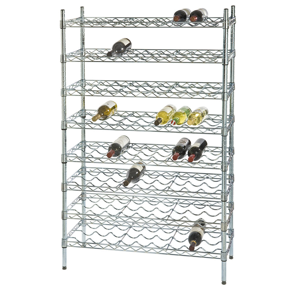 Focus FWSK3674CH 74"H Commercial Wine Rack w/ (108) Bottle Capacity, Chrome