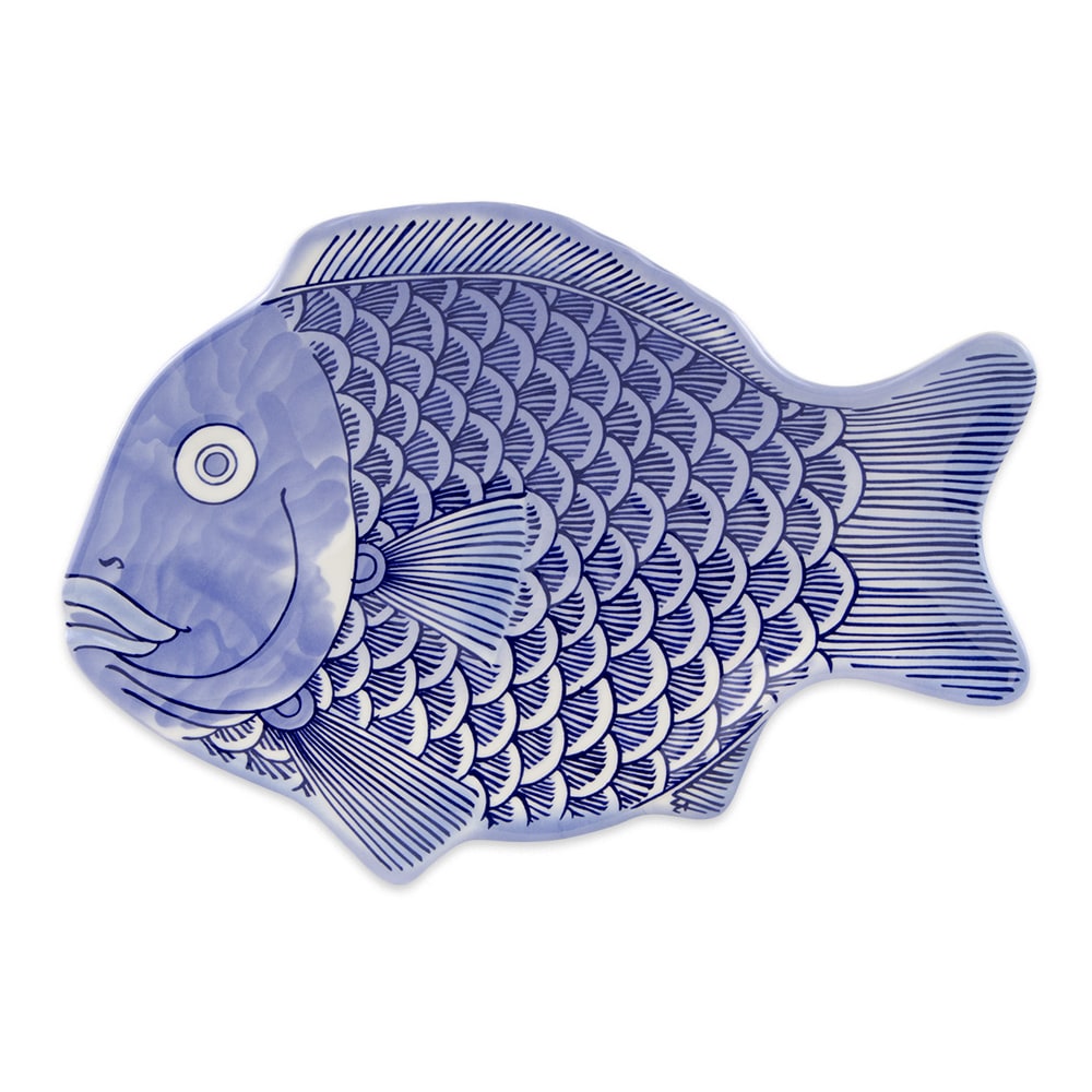 GET 10" x 7"  Fish Platter - Melamine, Blue (370-10-BL)