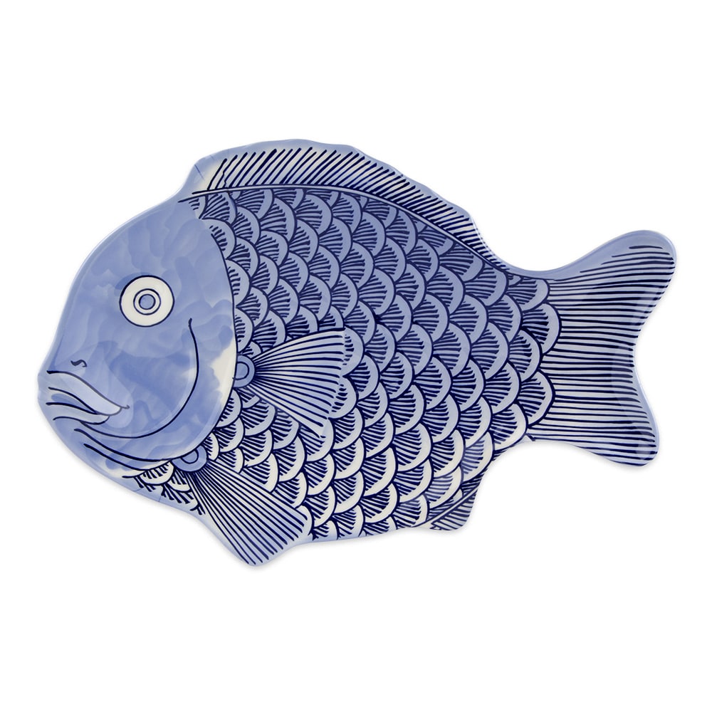 GET 14" x 10" Fish Platter - Melamine, Blue (370-14-BL)