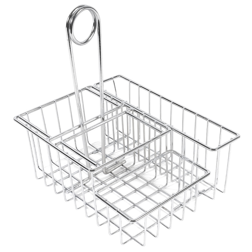 GET 4 Compartment Rectangular Condiment Caddy - Chrome (4-21696)