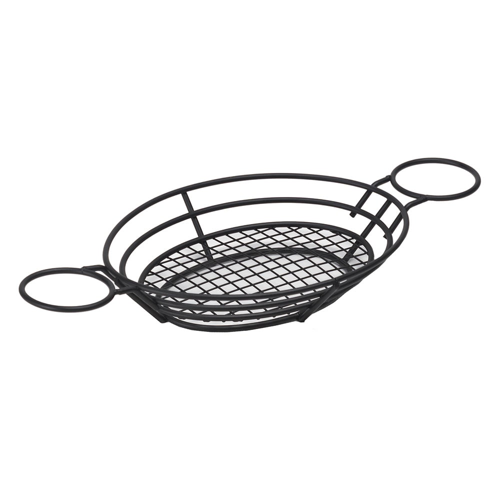 GET Oval Wire Basket w/ (2) Condiment Holders - 11" x 8", Iron, Black (4-38822)