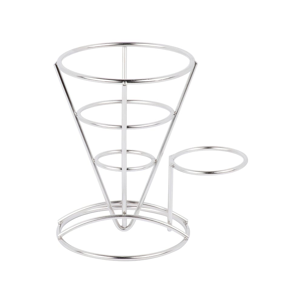 GET 5" Round Wire Fry Cone Basket w/ (1) Condiment Holder - 7"H, Stainless Steel (4-88864)