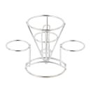 GET 4 1/4" Round Wire Fry Cone Basket w/ (2) Condiment Holders - 6"H, Stainless Steel (4-96282) thumbnail 2