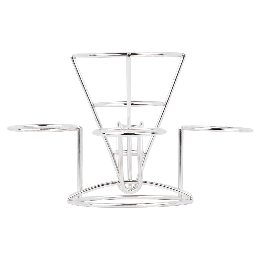 GET 4 1/4" Round Wire Fry Cone Basket w/ (3) Condiment Holders - 6"H, Stainless Steel (4-96283)