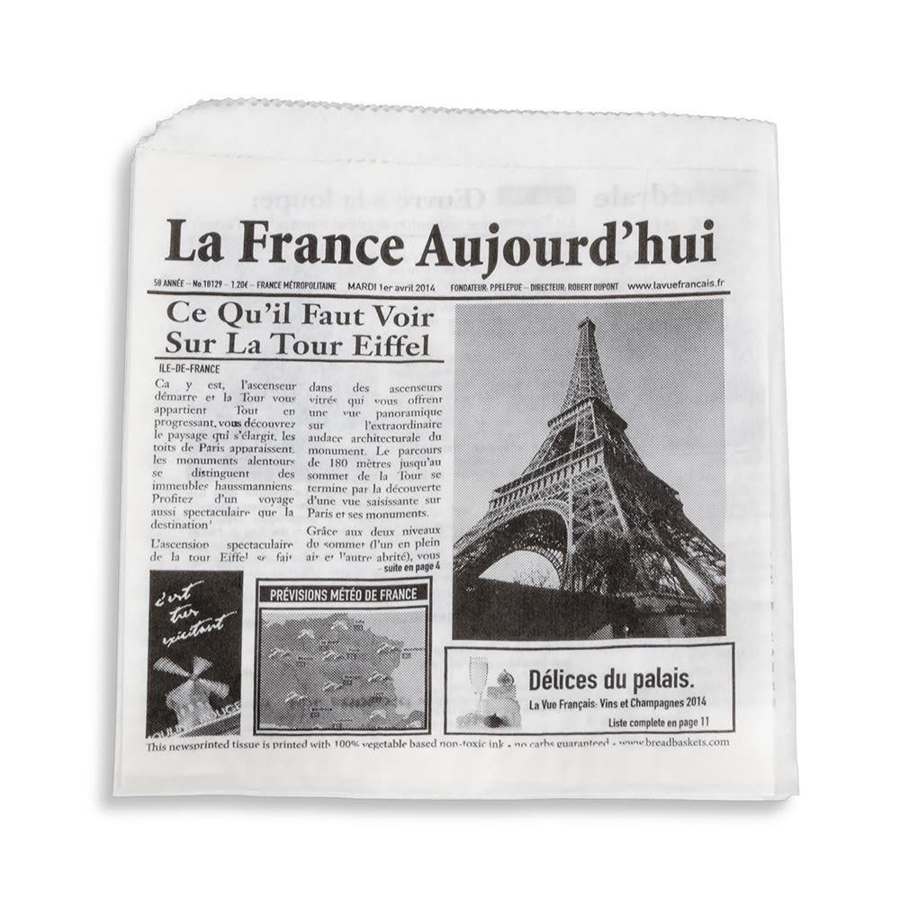 GET 5 1/2" Square Basket Liner Paper Bags - French Newsprint, White (4-T1050)