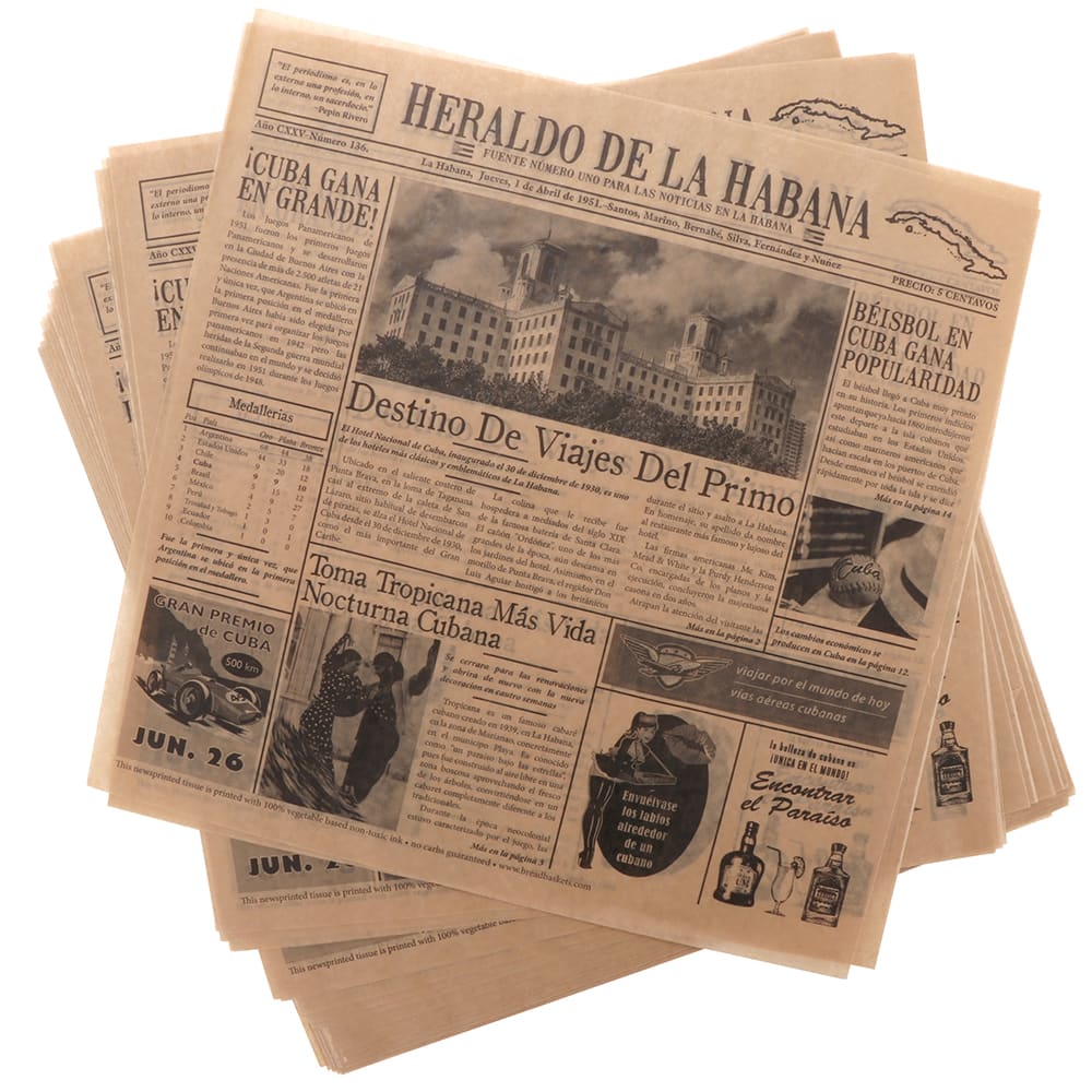 GET 12" Square Basket Liner Paper - Cuban Newsprint, Brown (4-TE1050)