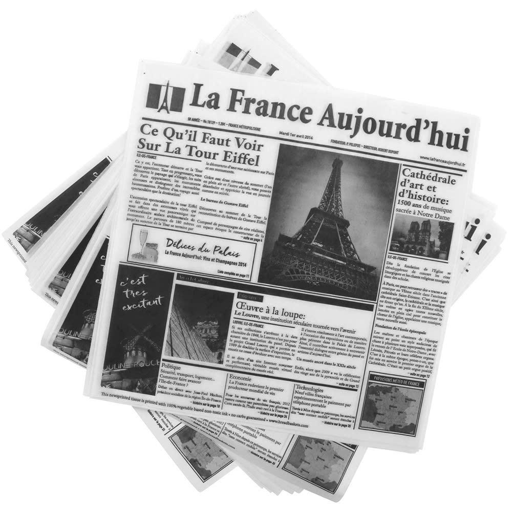GET 12" Square Basket Liner Paper - French Newsprint, White (4-TF1600)