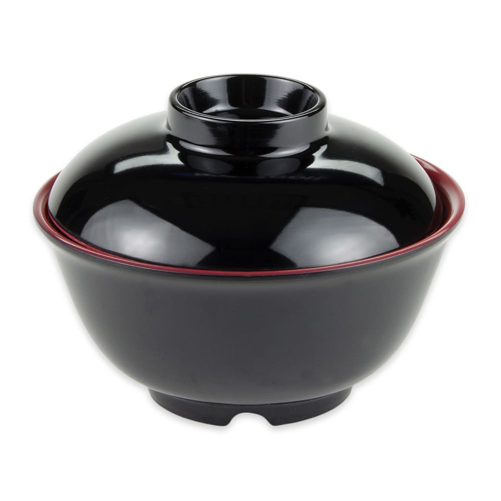 GET 12 oz Round Melamine Bowl, Red/Black (B-123-F)