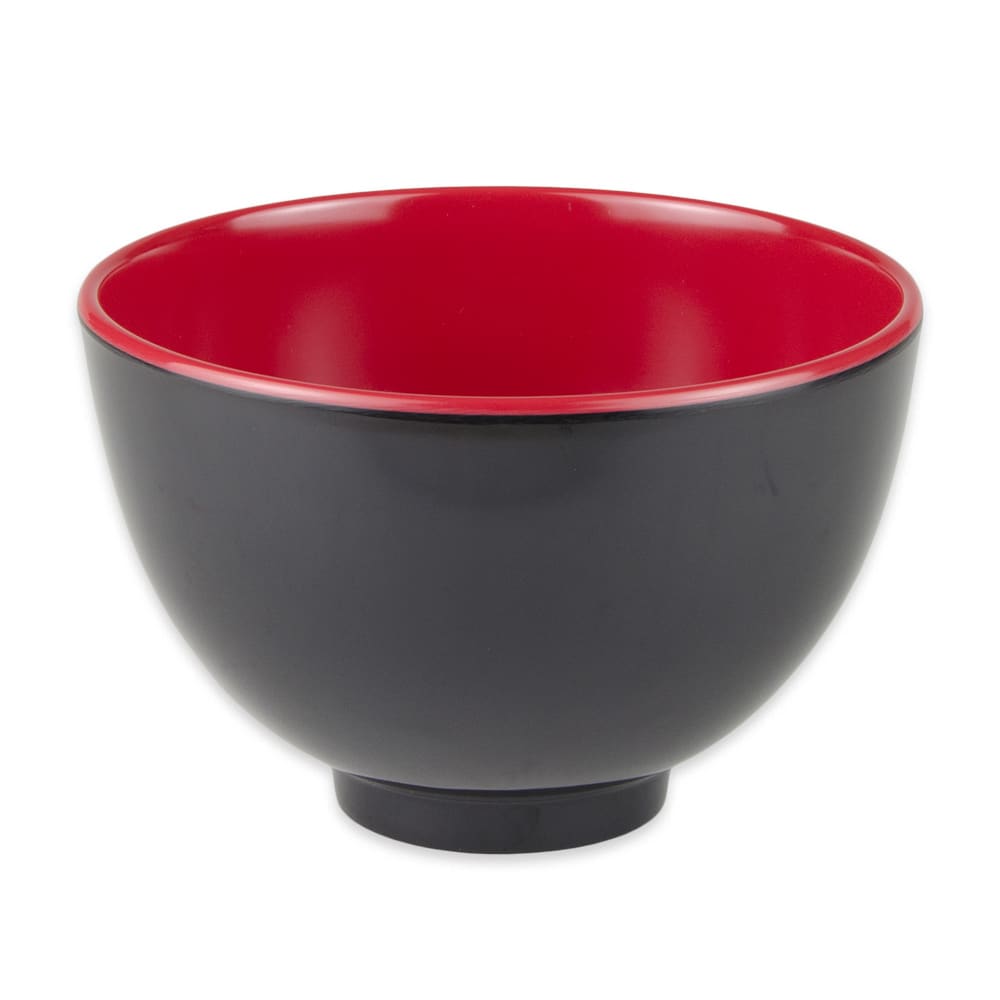 GET 1 1/5 qt Round Melamine Rice Bowl, Red/Black (B-124-F)