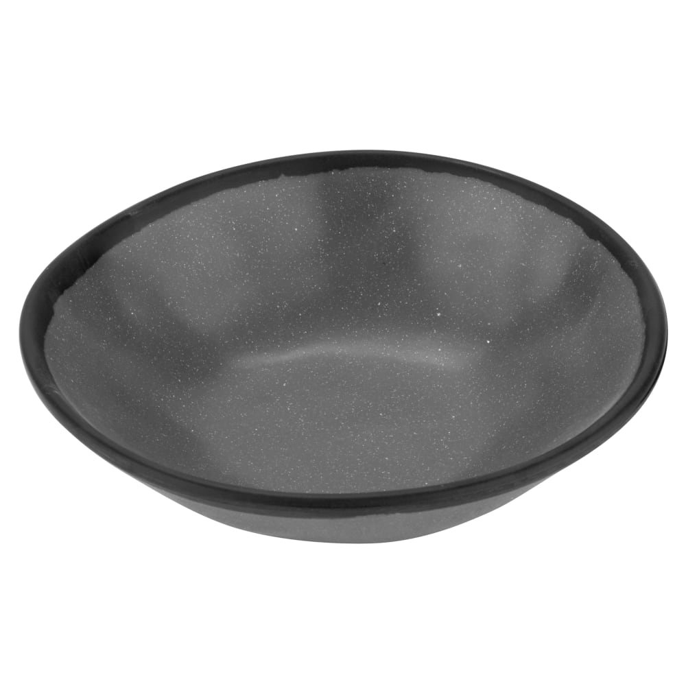GET 16 oz Round Pottery Market™ Salad/Soup Bowl - Melamine, Speckled Gray w/ Black Trim (B-180-GR)