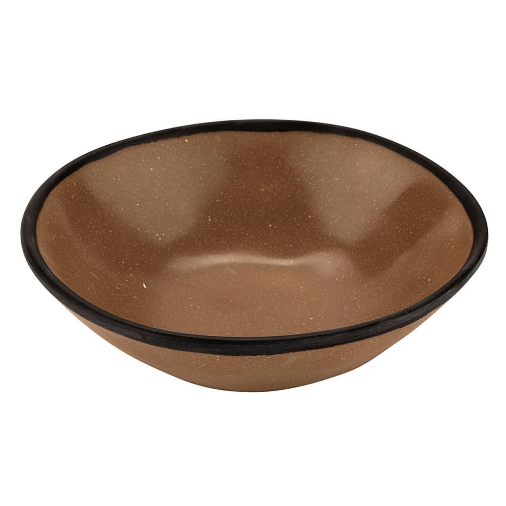 GET 16 oz Round Melamine Salad/Soup Bowl, Speckled Taupe w/ Black Trim (B-180-TP)