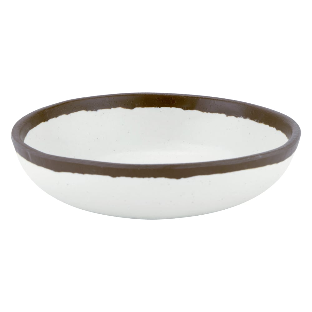 GET 16 oz Round Melamine Soup/Salad/Pasta Bowl, Cream w/ Brown Trim (B-300-CRM)