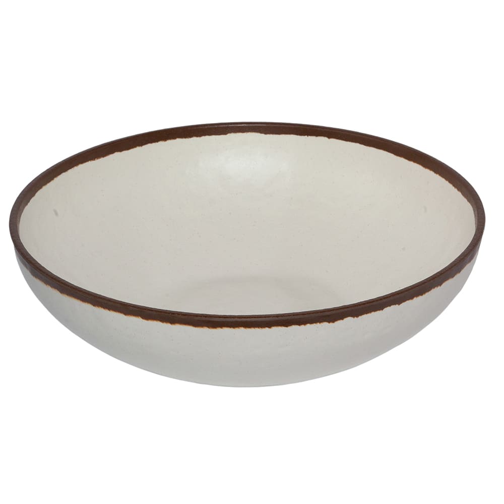 GET 4 qt Round Melamine Display Bowl, Cream w/ Brown Trim (B-320-CRM)